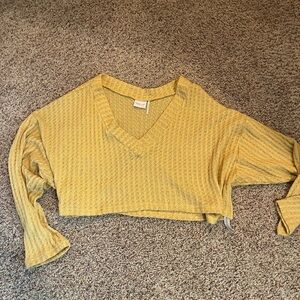 Urban Outfitters Yellow Ribbed Crop Top Long Sleeve